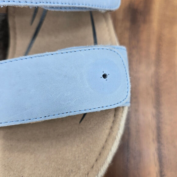 Aetrex Sofie Sandals Women's 7.5 Blue Leather Straps Comfort Buttons Platform - Picture 7 of 11